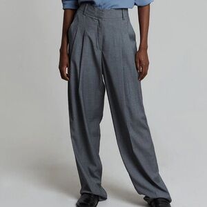 NWT The Frankie Shop - GELSO PLEATED TROUSERS - DARK GREY MELANGE